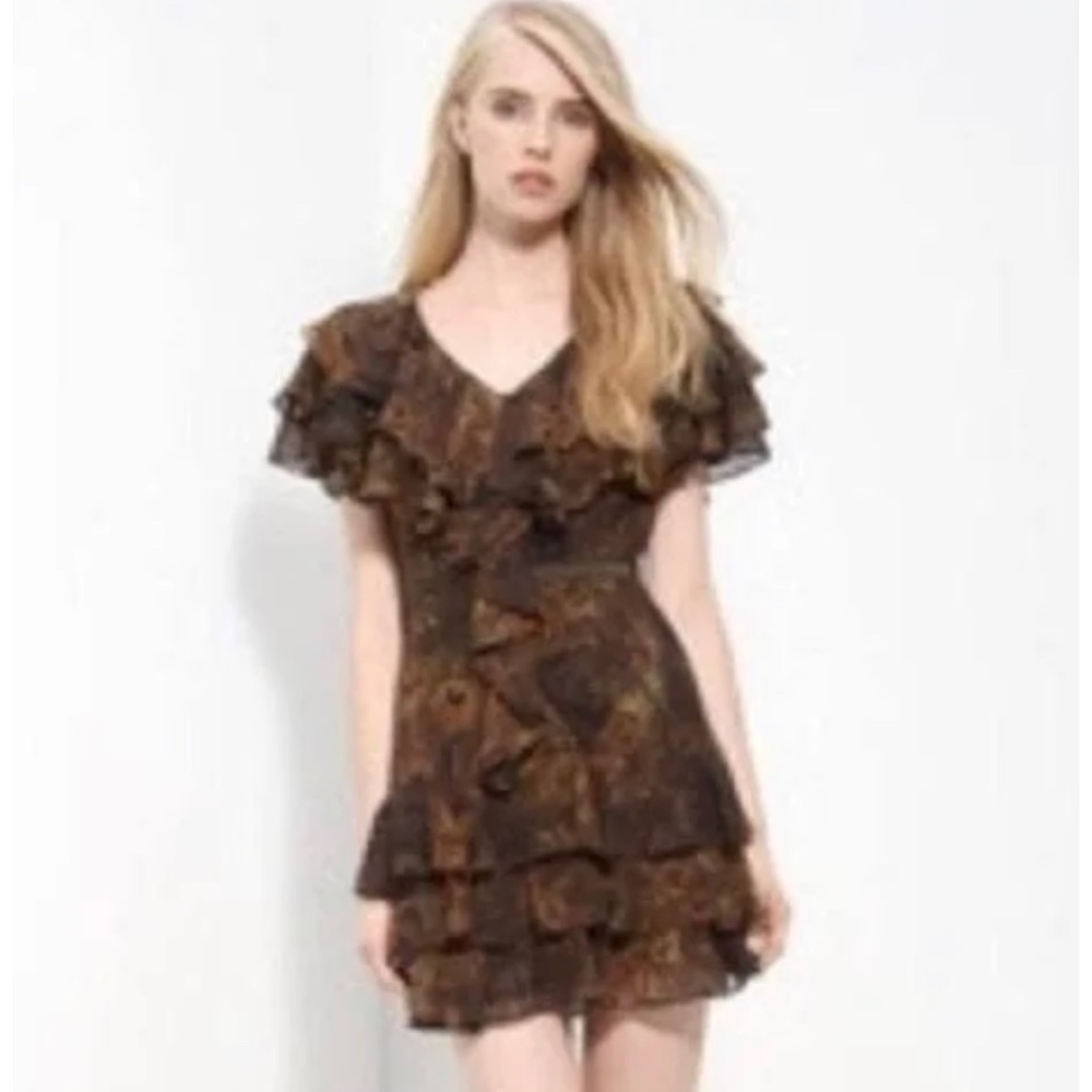 🎁🍂New Rachel Zoe Sexy Peacock Ruffle Dress🍂🎁